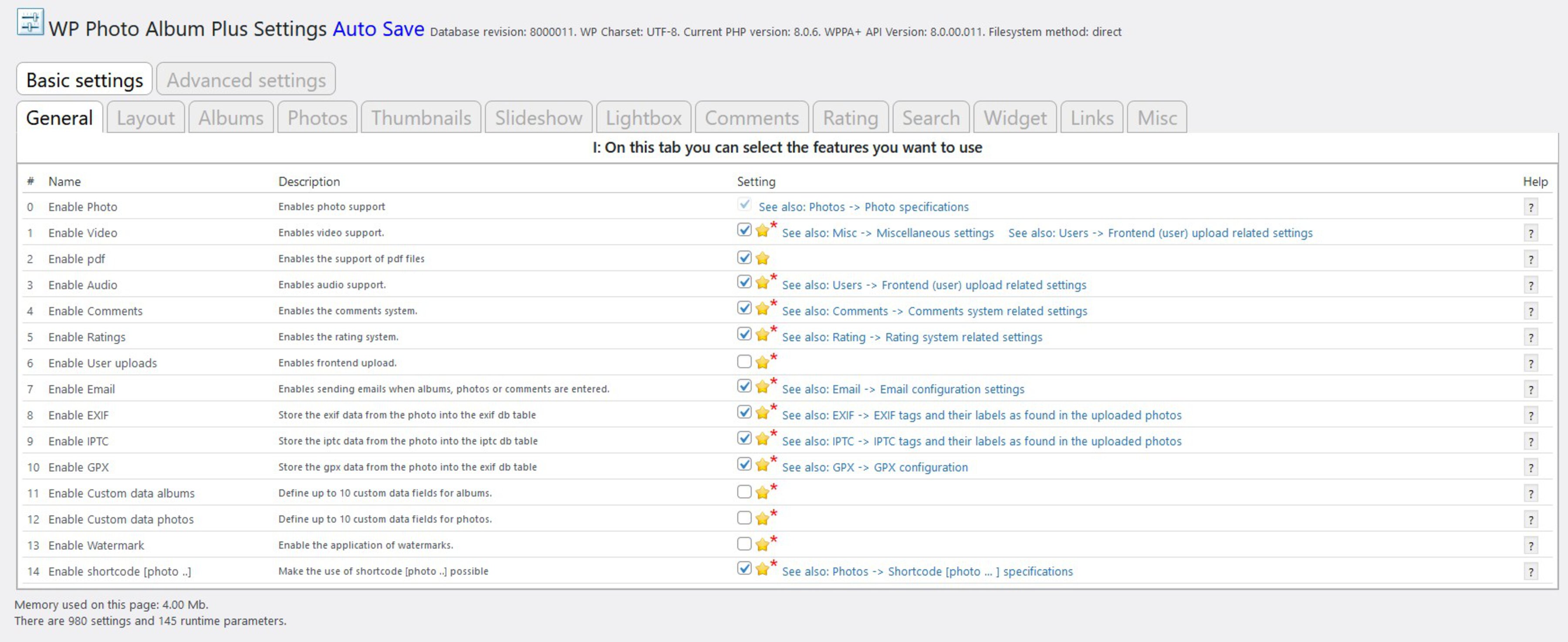 Settings page 8.0 4926
