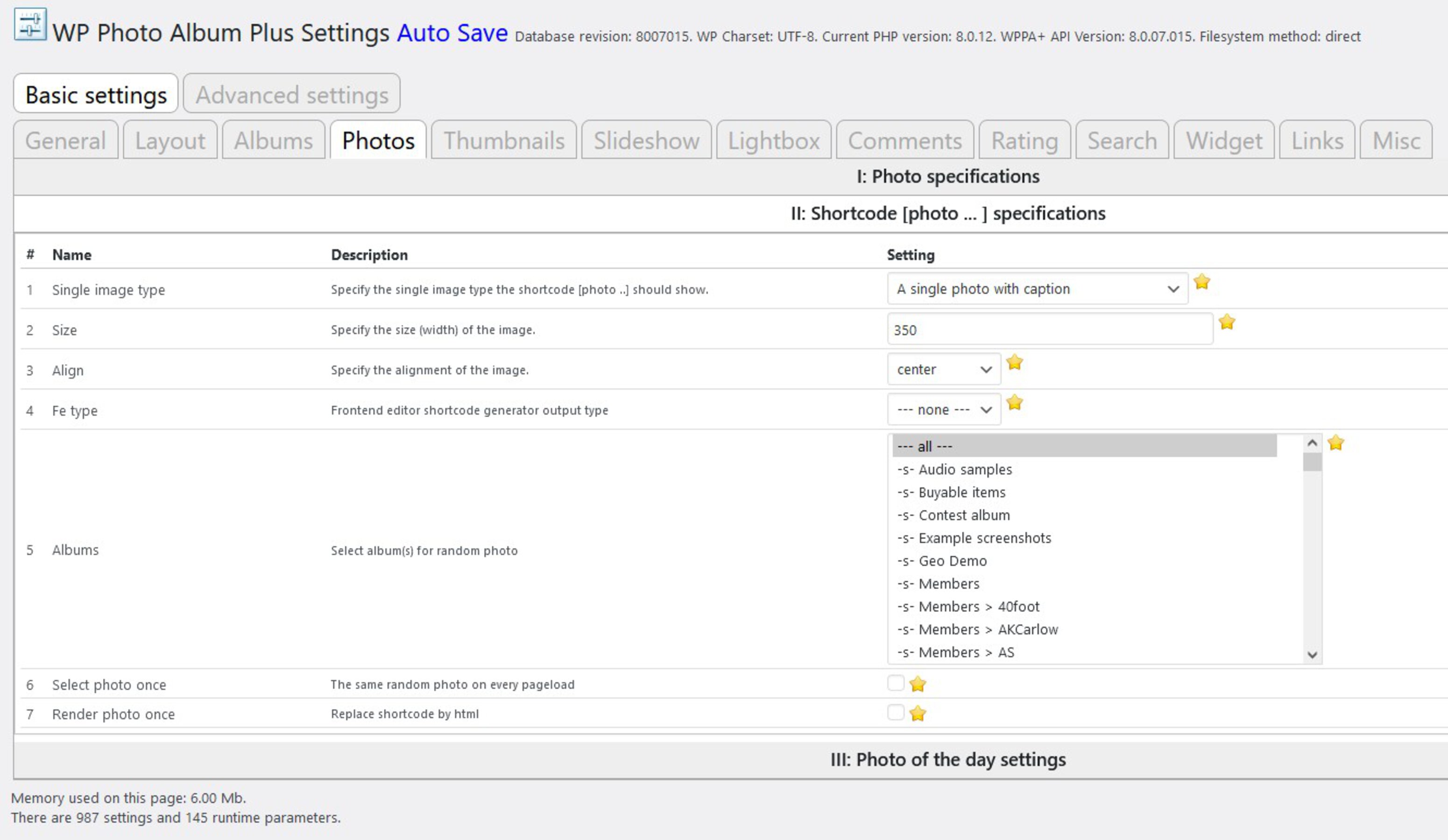 Shortcode settings 4967